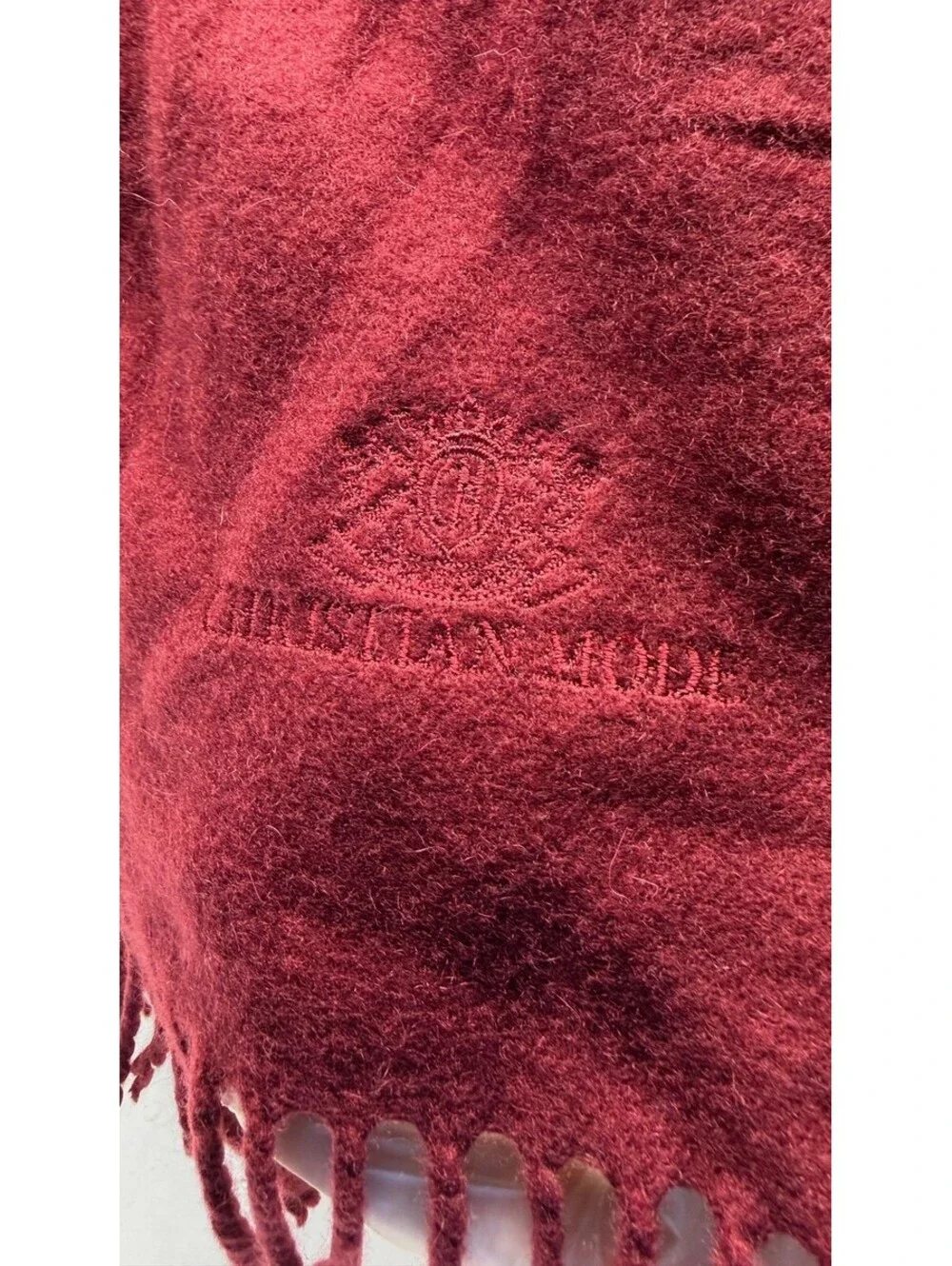 Christian Mode 100% Pure Cashmere Scarf Made in France Burgundy E-3